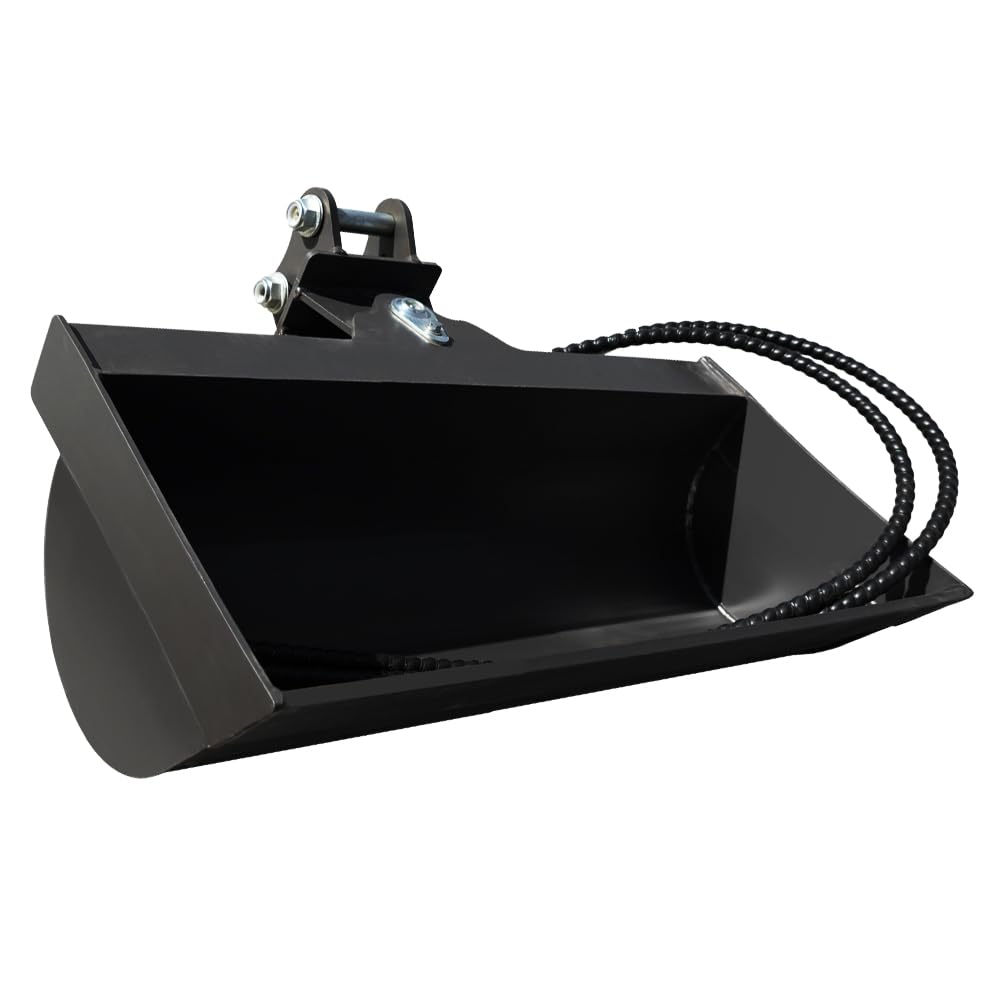HUAYEE 800mm Tilting Bucket with Pins & Hydraulic Hoses – Heavy-Duty Attachment for 1-1.8 Ton Mini Excavator.in-Stock in The US