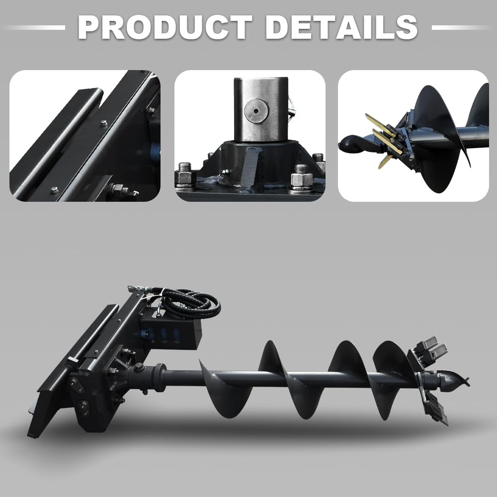 HUAYEE Mini Skid Steer Loader Auger - Heavy Duty Drill Bit Attachment- USA Stock