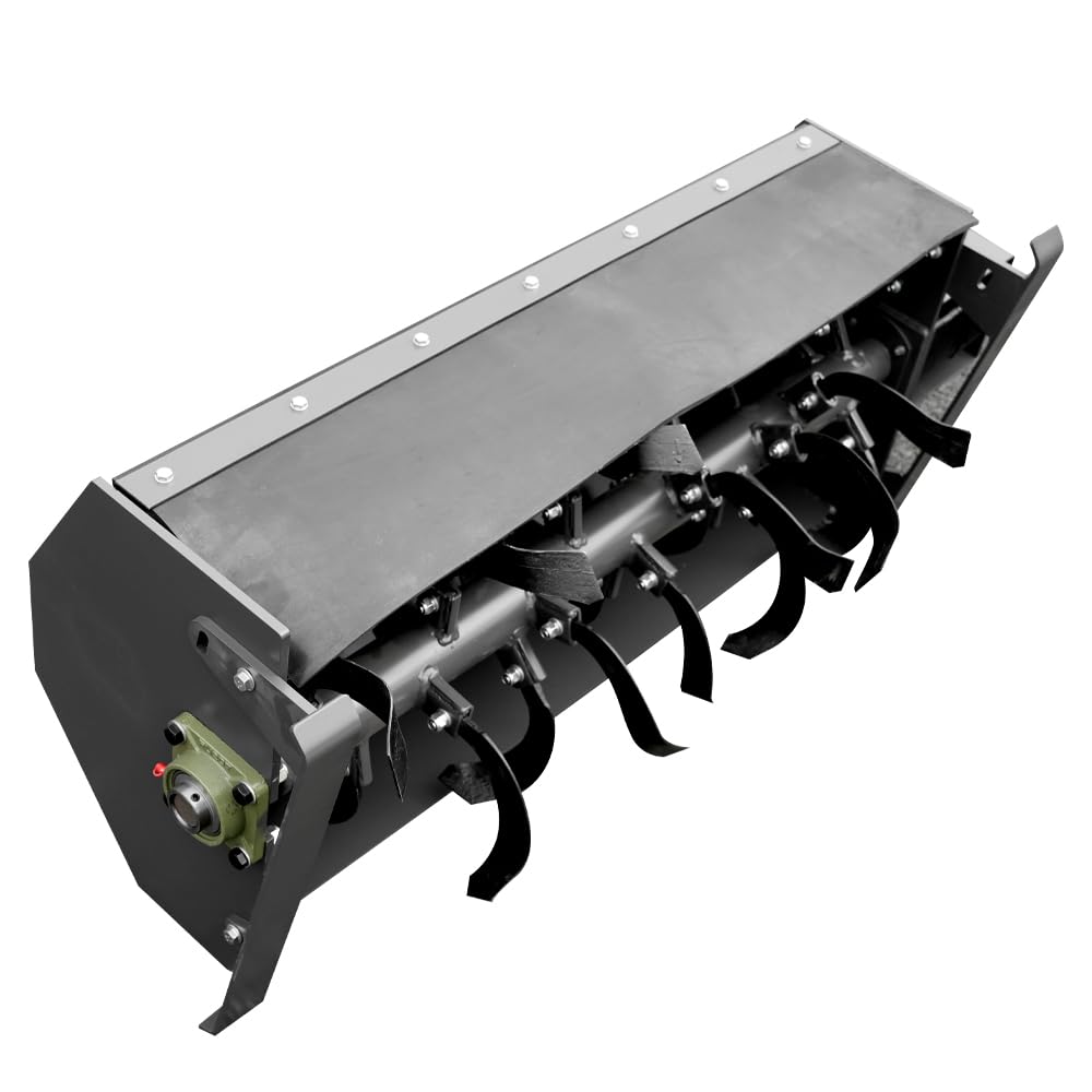 HUAYEE Rotary Tiller Attachment for Skid Steer Loaders - Ideal for Farmland, Garden & More - USA Stock