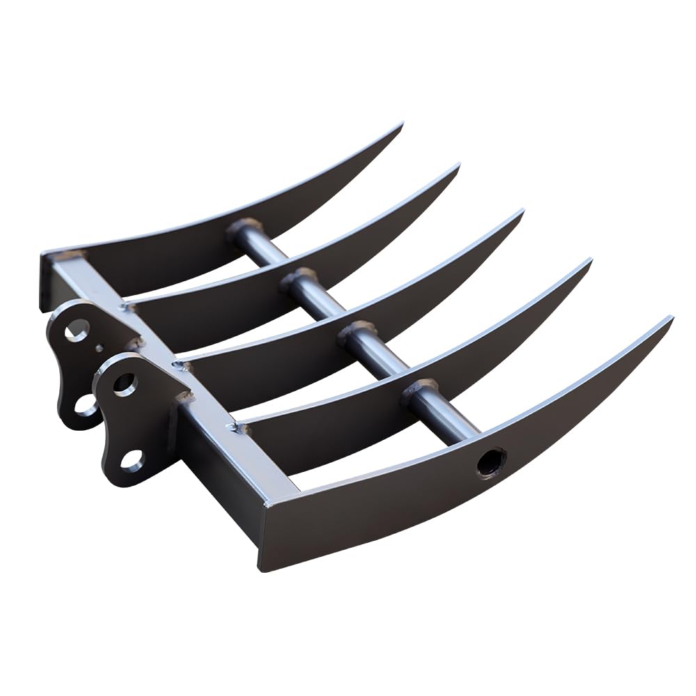 HUAYEE Mini Excavator Rake for 1-1.8 Ton Machines - Heavy-Duty Attachment with Pins for Soil Cultivation & Landscaping