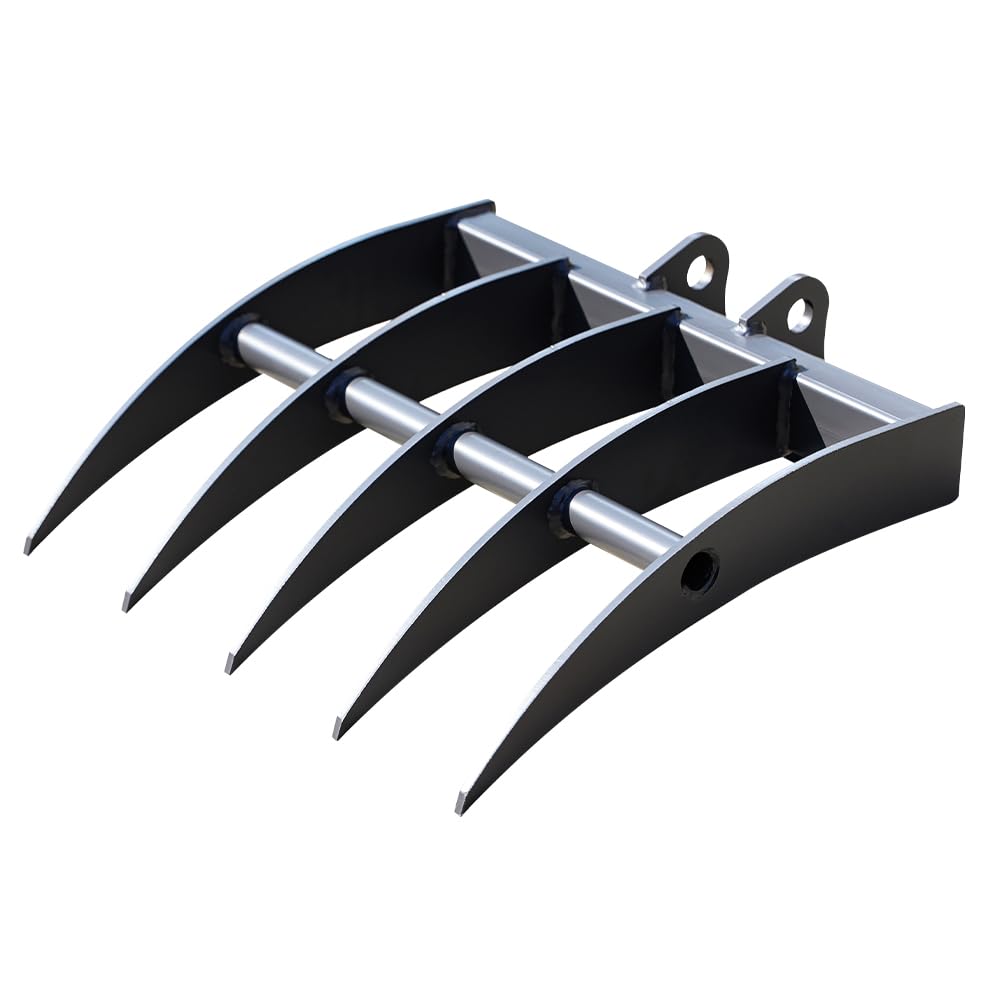 HUAYEE Mini Excavator Rake for 1-1.8 Ton Machines - Heavy-Duty Attachment with Pins for Soil Cultivation & Landscaping