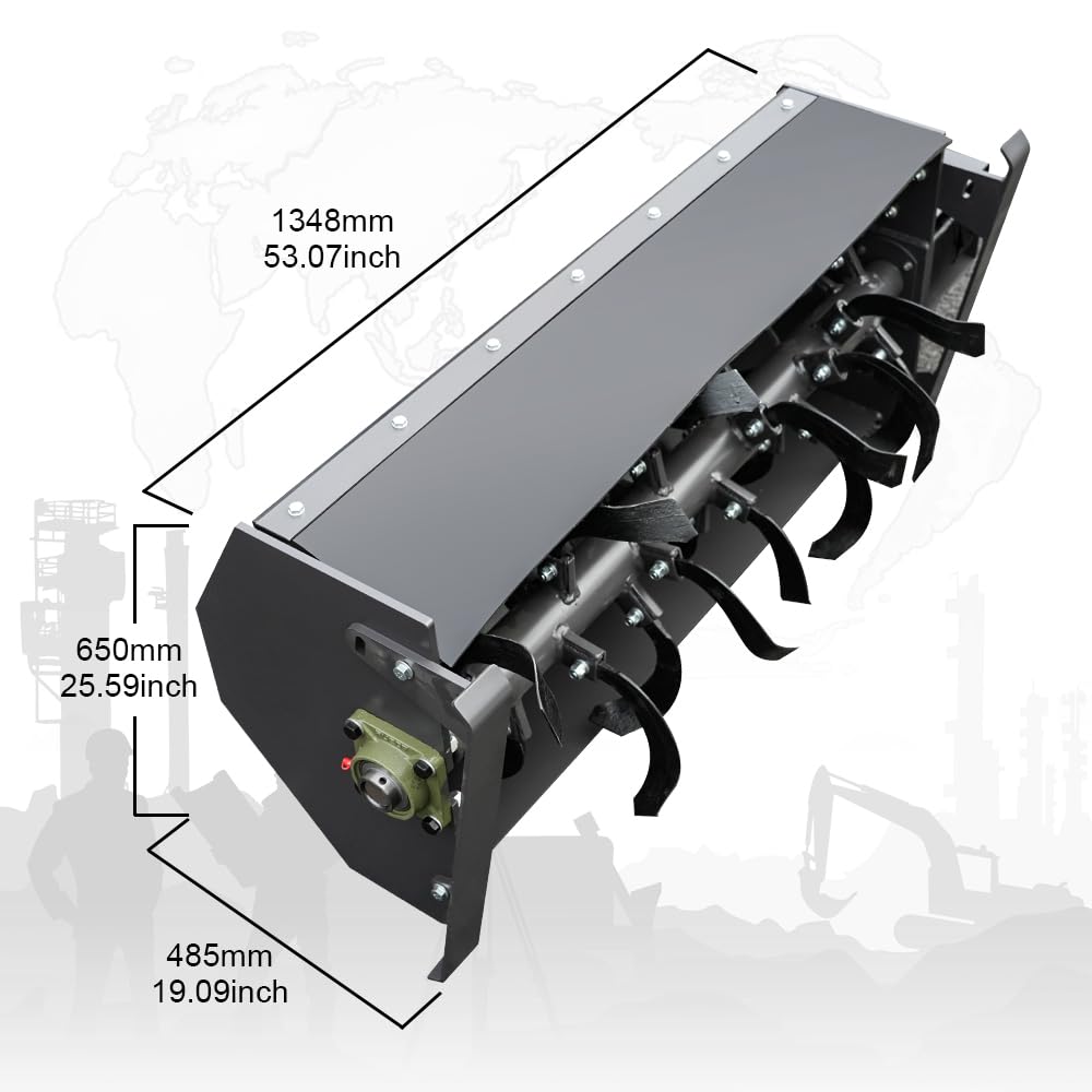 HUAYEE Rotary Tiller Attachment for Skid Steer Loaders - Ideal for Farmland, Garden & More - USA Stock