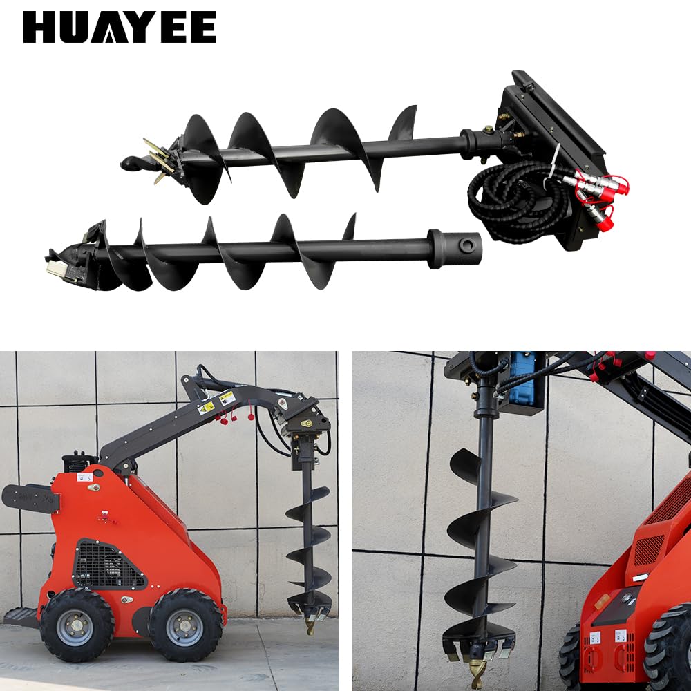 HUAYEE Mini Skid Steer Loader Auger - Heavy Duty Drill Bit Attachment- USA Stock