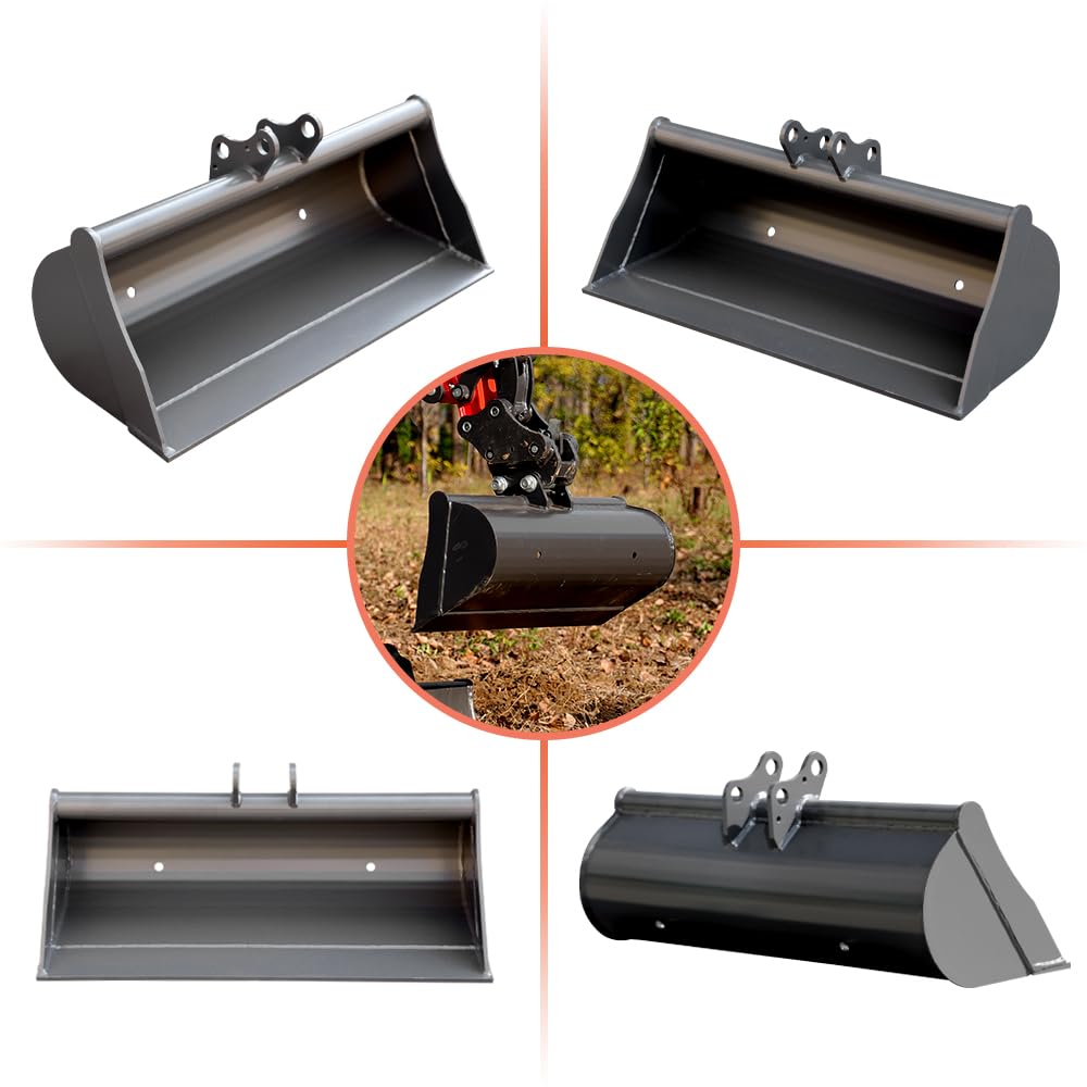 HUAYEE 800mm Toothless Bucket with Pins – Heavy-Duty Attachment for 1-1.8 Ton Mini Excavator.in-Stock in The US