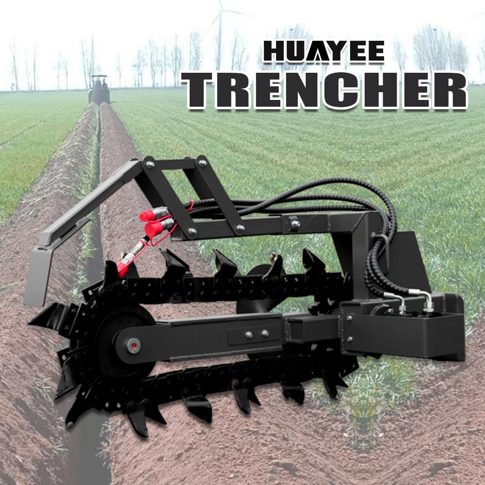 HUAYEE Trencher Attachment for Skid - Steer Loaders - Ideal for Pipeline Laying, Cable Installation & Landscaping - USA Stock