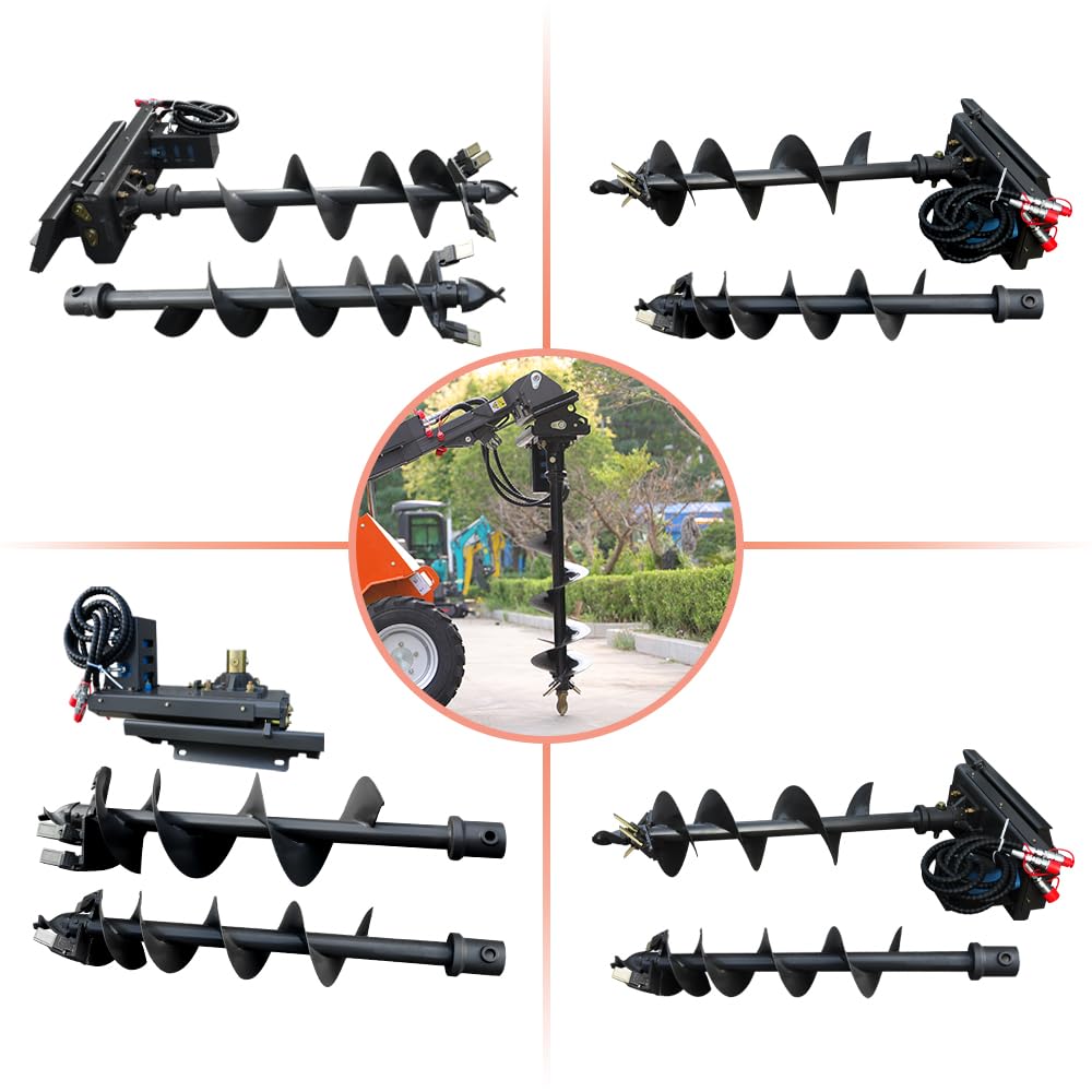 HUAYEE Mini Skid Steer Loader Auger - Heavy Duty Drill Bit Attachment- USA Stock