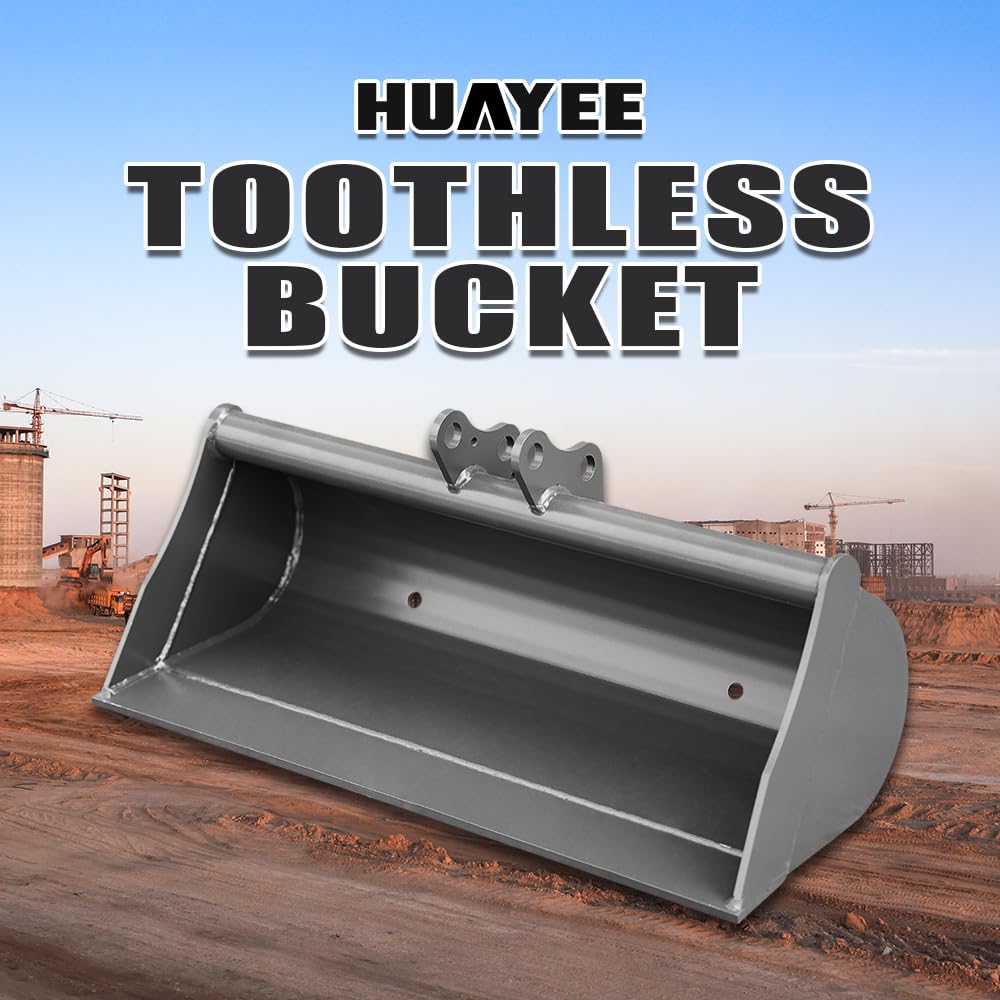 HUAYEE 800mm Toothless Bucket with Pins – Heavy-Duty Attachment for 1-1.8 Ton Mini Excavator.in-Stock in The US