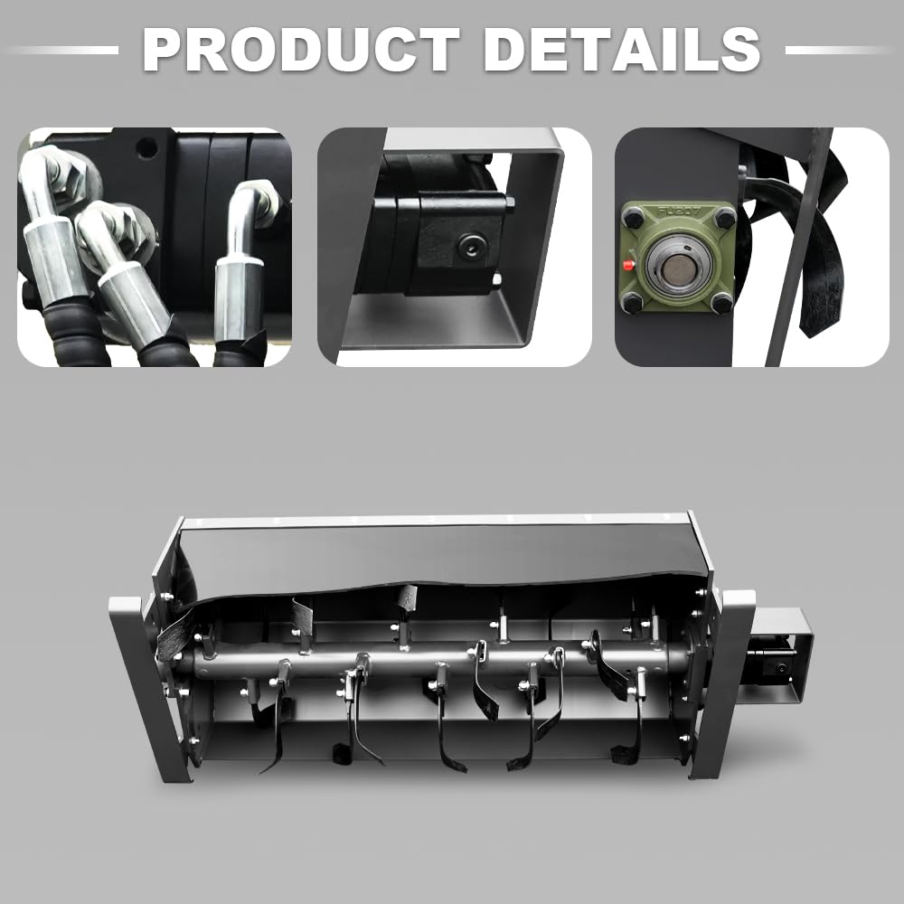HUAYEE Rotary Tiller Attachment for Skid Steer Loaders - Ideal for Farmland, Garden & More - USA Stock