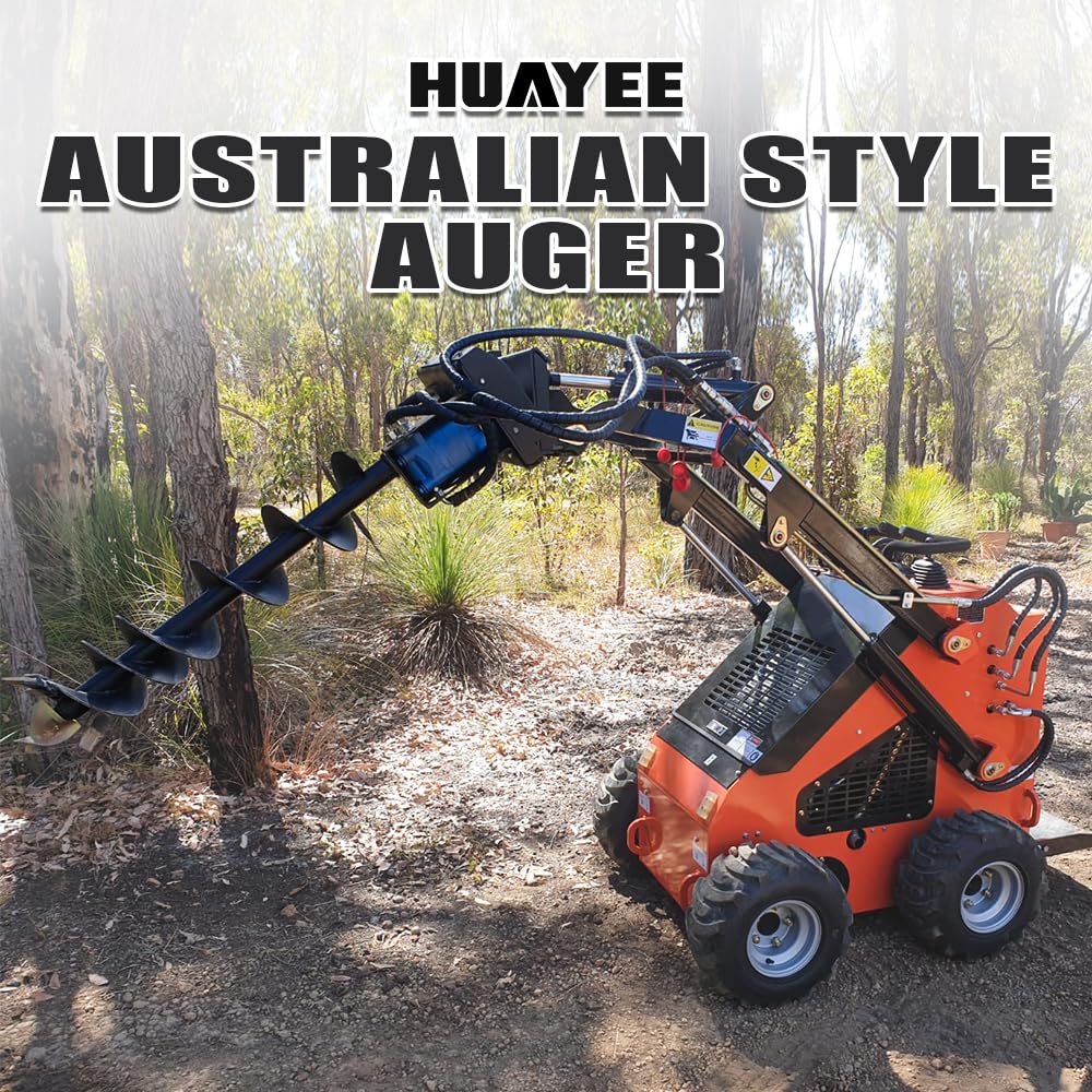 HUAYEE Mini Skid Steer Loader Auger - Heavy Duty Drill Bit Attachment- USA Stock