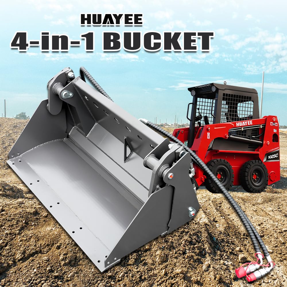 HUAYEE Mini Skid Steer Loader 4 in 1 Bucket - Multi-Functional Universal Attachment USA Stock