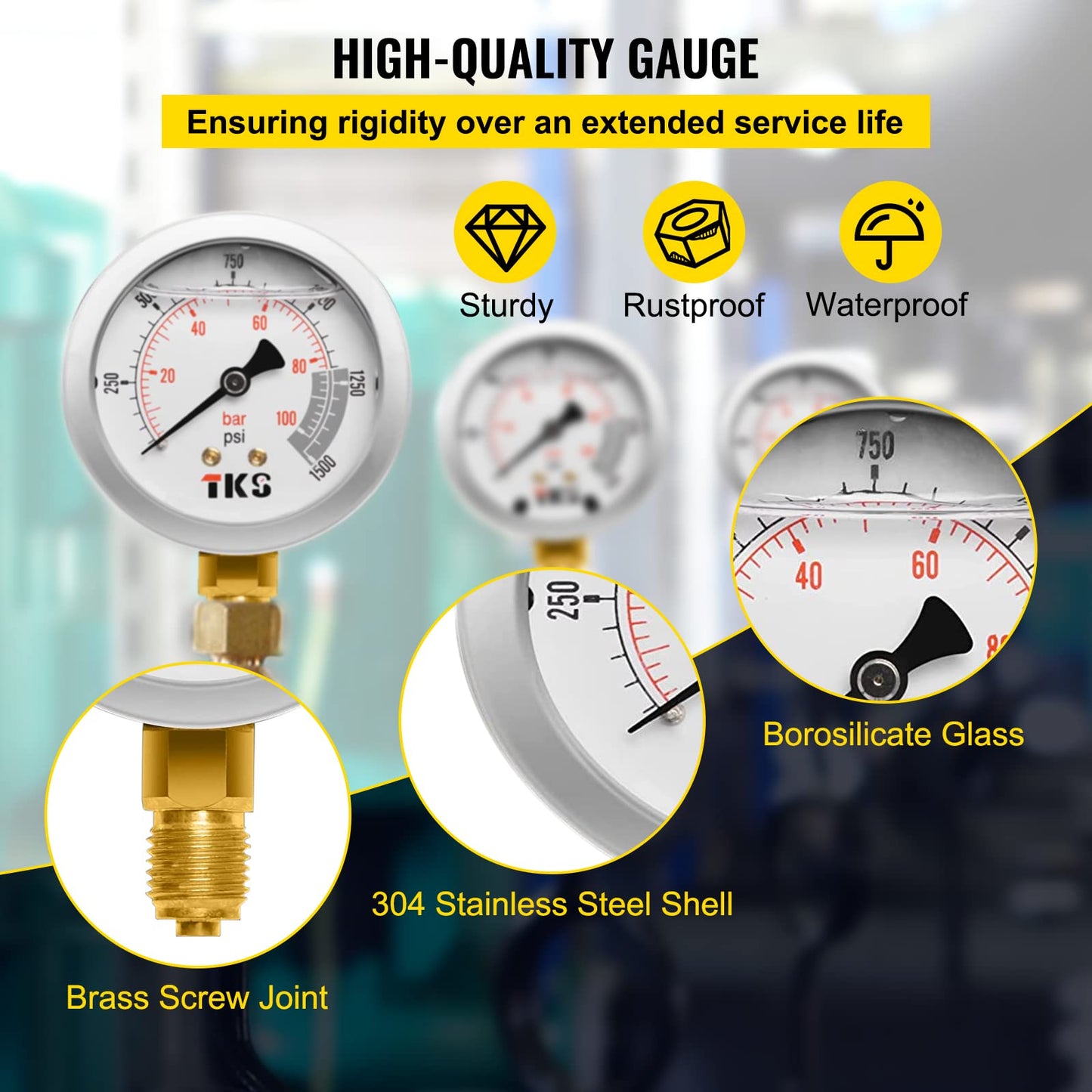VEVOR Hydraulic Pressure Test Kit, 10/100/250/400/600bar, 5 Gauges 13 Test Couplings 14 Tee Connectors 5 Test Hoses, Hydraulic Gauge Kit with Sturdy Carrying Case, for Excavator Construction Machinery