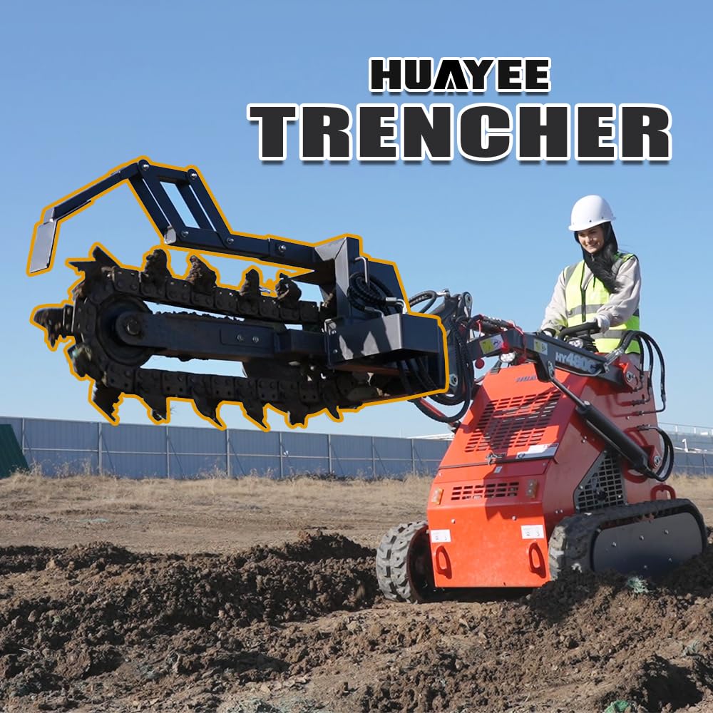 HUAYEE Trencher Attachment for Skid - Steer Loaders - Ideal for Pipeline Laying, Cable Installation & Landscaping - USA Stock