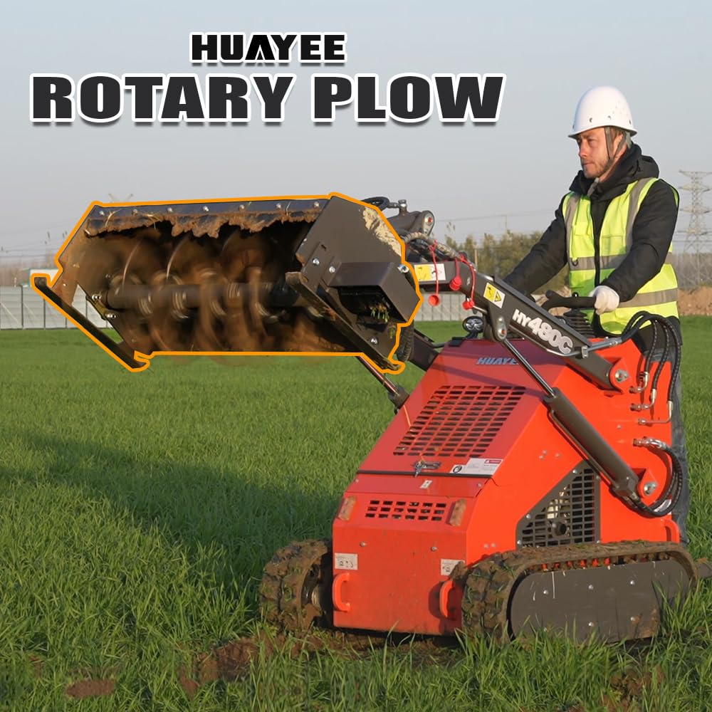 HUAYEE Rotary Tiller Attachment for Skid Steer Loaders - Ideal for Farmland, Garden & More - USA Stock