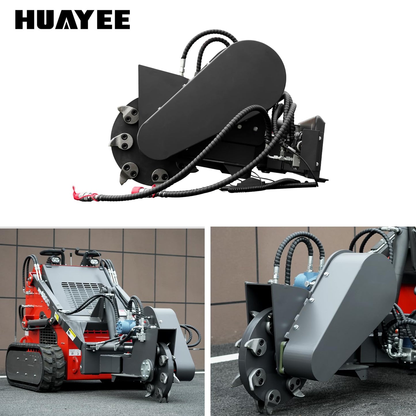HUAYEE Swing Stump Crusher Attachment for Skid Steer Loaders - Ideal for Landscaping, Farm & Land Clearing - USA Stock
