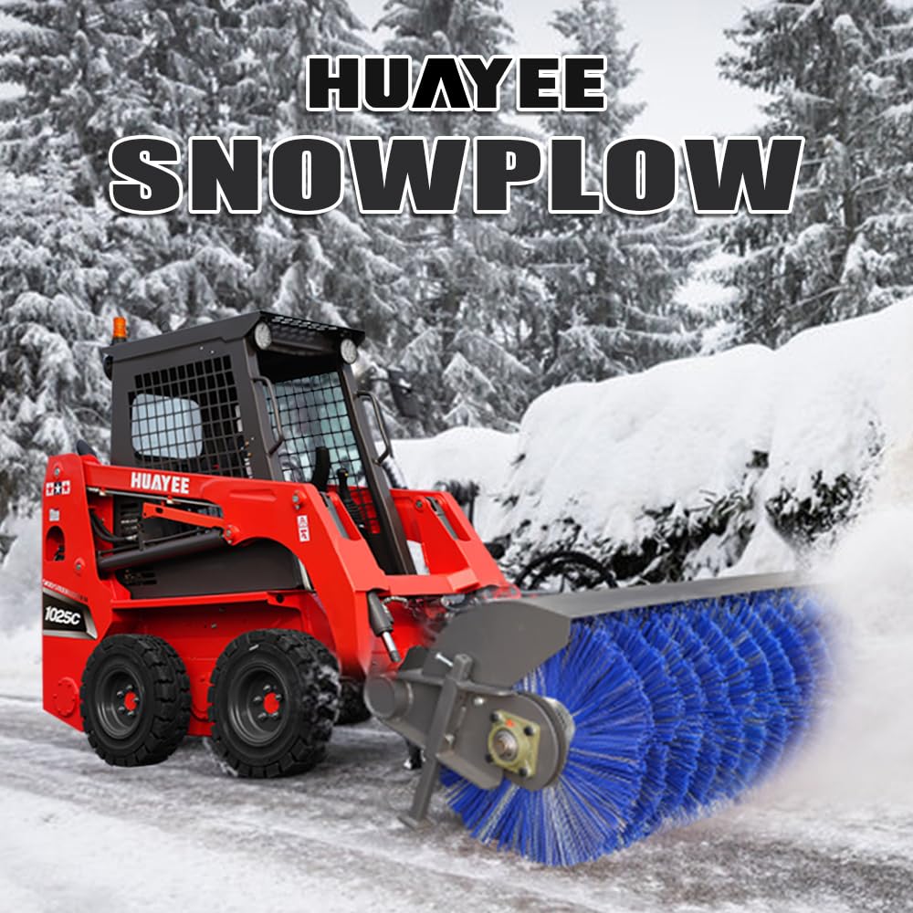 HUAYEE Mini Skid Steer Loader Sweeper - Rotary Brush Cleaner Attachment USA Stock