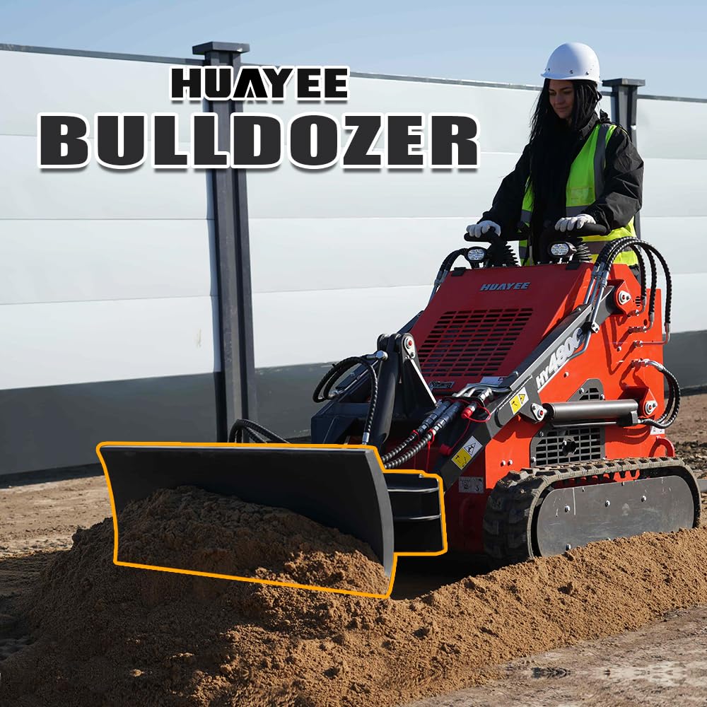 HUAYEE Bulldozer Blade Attachment for Skid - Steer Loaders - Ideal for Construction Sites, Farm Work & Land Clearing - USA Stock