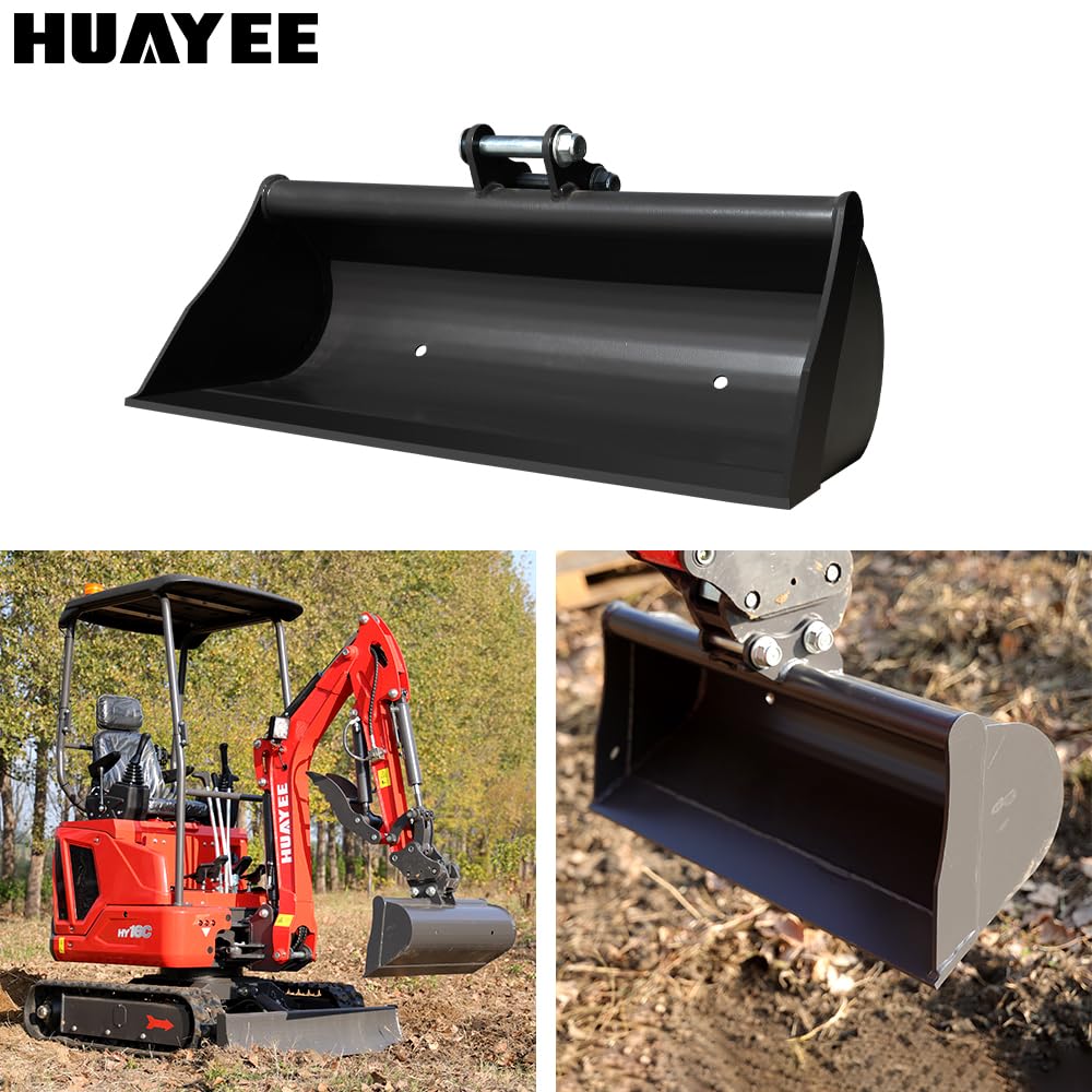 HUAYEE 800mm Toothless Bucket with Pins – Heavy-Duty Attachment for 1-1.8 Ton Mini Excavator.in-Stock in The US