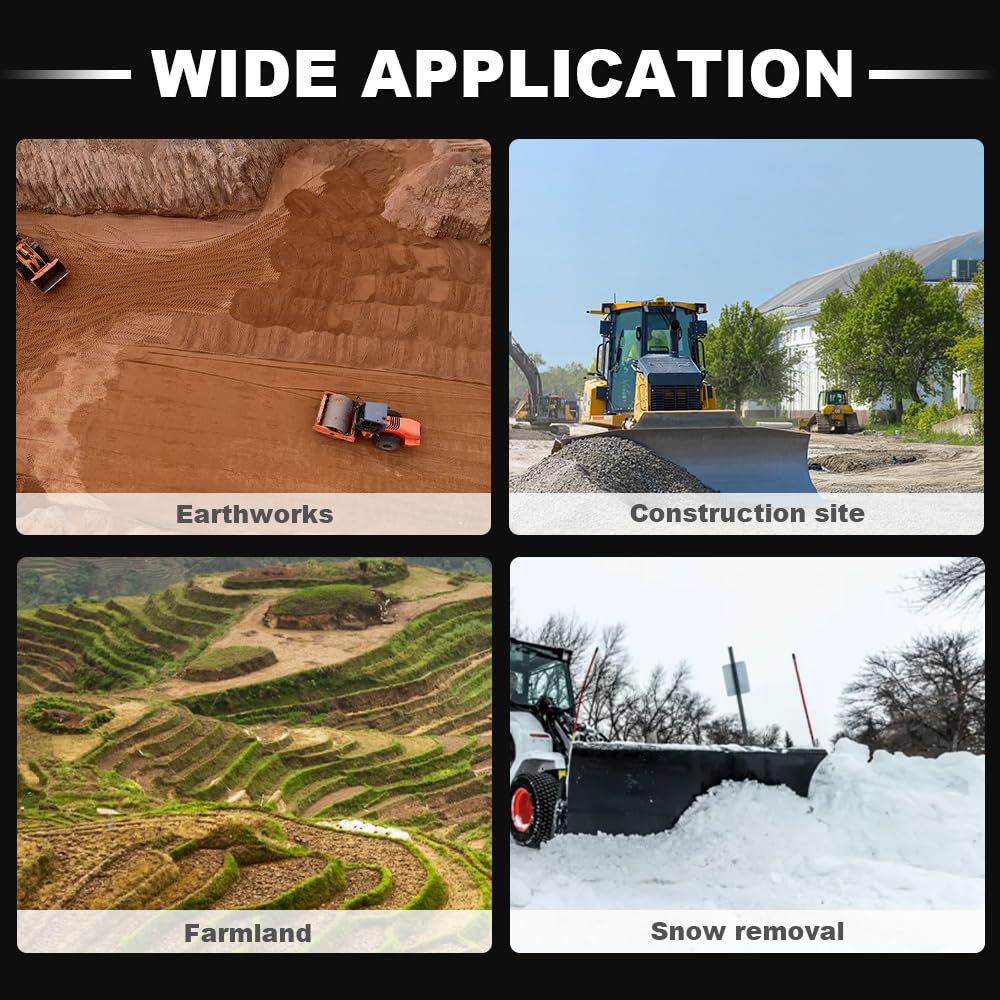 HUAYEE Bulldozer Blade Attachment for Skid - Steer Loaders - Ideal for Construction Sites, Farm Work & Land Clearing - USA Stock