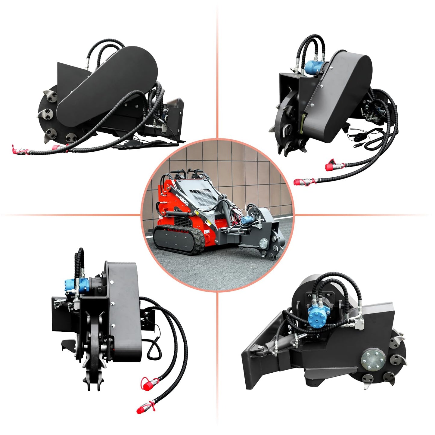 HUAYEE Swing Stump Crusher Attachment for Skid Steer Loaders - Ideal for Landscaping, Farm & Land Clearing - USA Stock