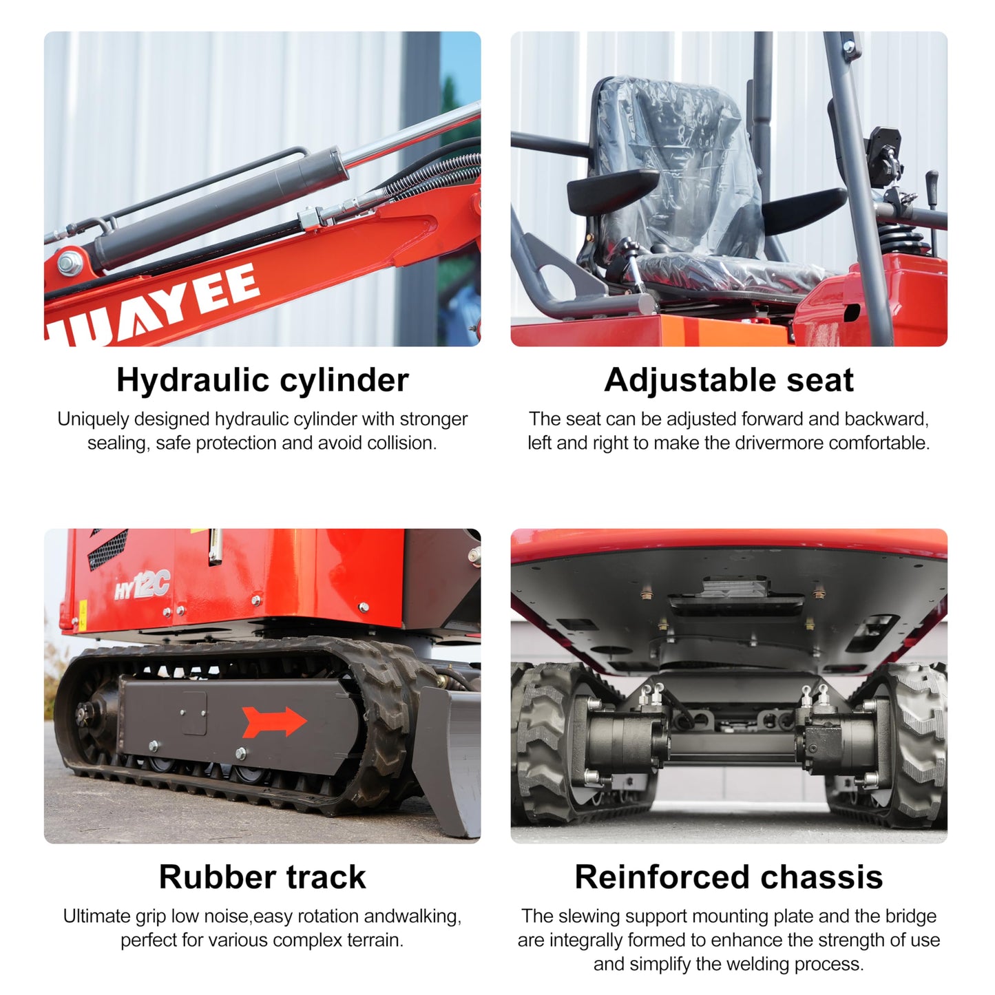 HY12C 1.2 Ton Mini Excavator with Hydraulic Thumb, 13.5HP Gasoline Engine EPA Certified, Compact Tracked Digger for Material Handling, Trenching, Landscaping, Includes delivery & unloading services