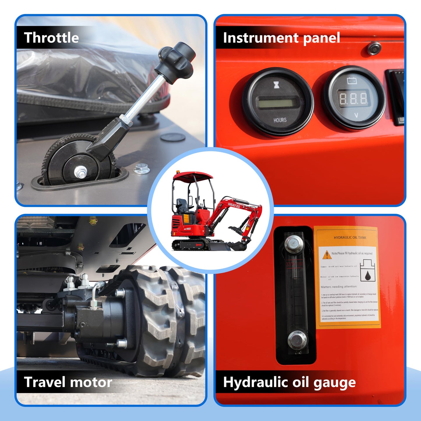 HY14B 1.4T Mini Excavator with Hydraulic Thumb, Quick Coupler, 13.5HP Gasoline Engine, EPA Certified, Rubber Tracks for Compact Digging Jobs, Curbside delivery & Professional unloading Included