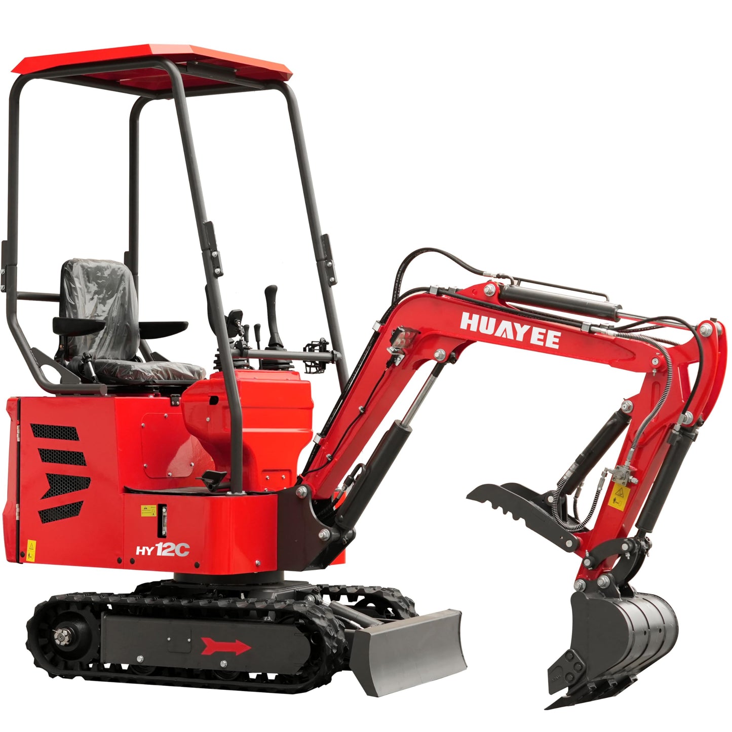 HY12C 1.2 Ton Mini Excavator with Hydraulic Thumb, 13.5HP Gasoline Engine EPA Certified, Compact Tracked Digger for Material Handling, Trenching, Landscaping, Includes delivery & unloading services