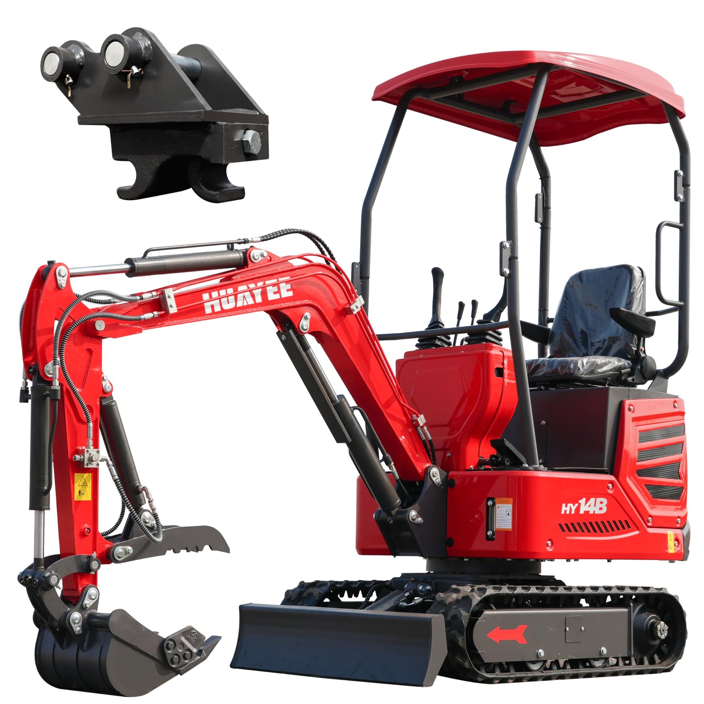 HY14B 1.4T Mini Excavator with Hydraulic Thumb, Quick Coupler, 13.5HP Gasoline Engine, EPA Certified, Rubber Tracks for Compact Digging Jobs, Curbside delivery & Professional unloading Included
