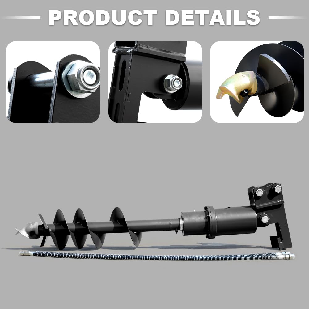 HUAYEE Auger Attachment for Mini Excavators - Ideal for Drilling, Tree Planting & Utility Installation - USA Stock