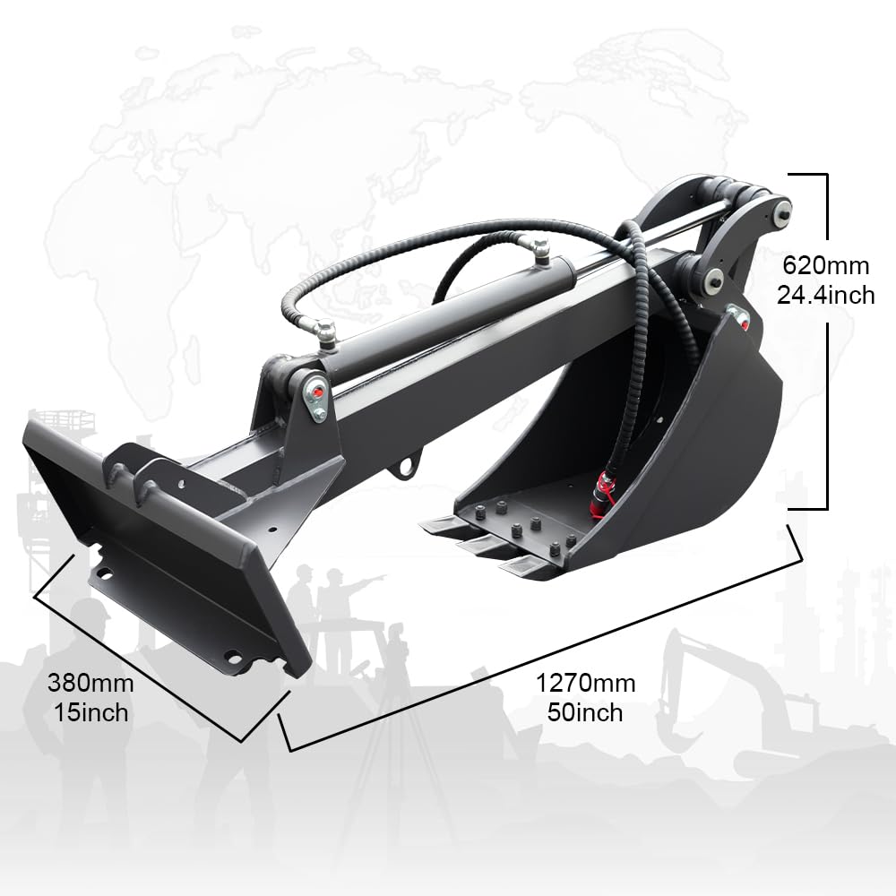 HUAYEE Mini Skid Steer Loader Backhoe Arm with Bucket - Heavy Duty Digging Attachment USA Stock