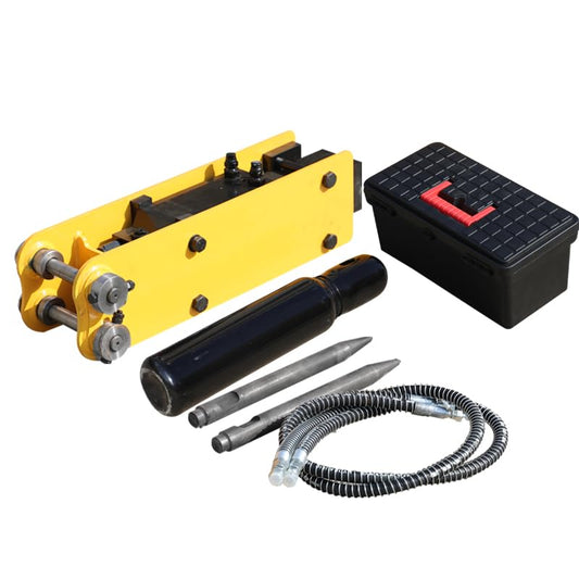 HUAYEE Hydraulic Breaker with Pins, Hydraulic Hoses & 3 Chisels – Heavy-Duty Attachment for 1-1.8 Ton Mini Excavators.in-Stock in The US