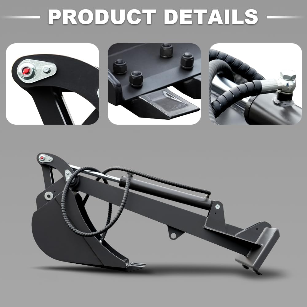 HUAYEE Mini Skid Steer Loader Backhoe Arm with Bucket - Heavy Duty Digging Attachment USA Stock