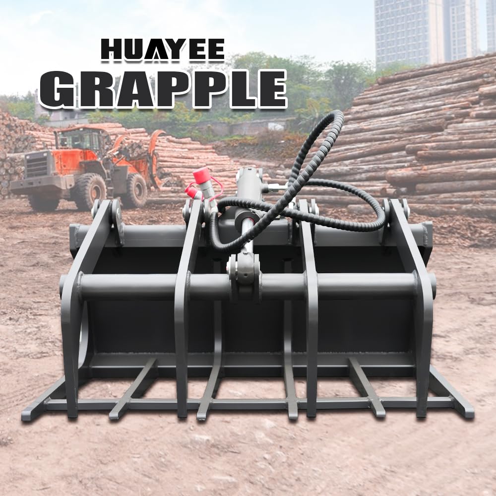 HUAYEE Log Grapple Attachment for Skid - Steer Loaders - Ideal for Wood Handling, Landscaping & Farm Work - USA Stock