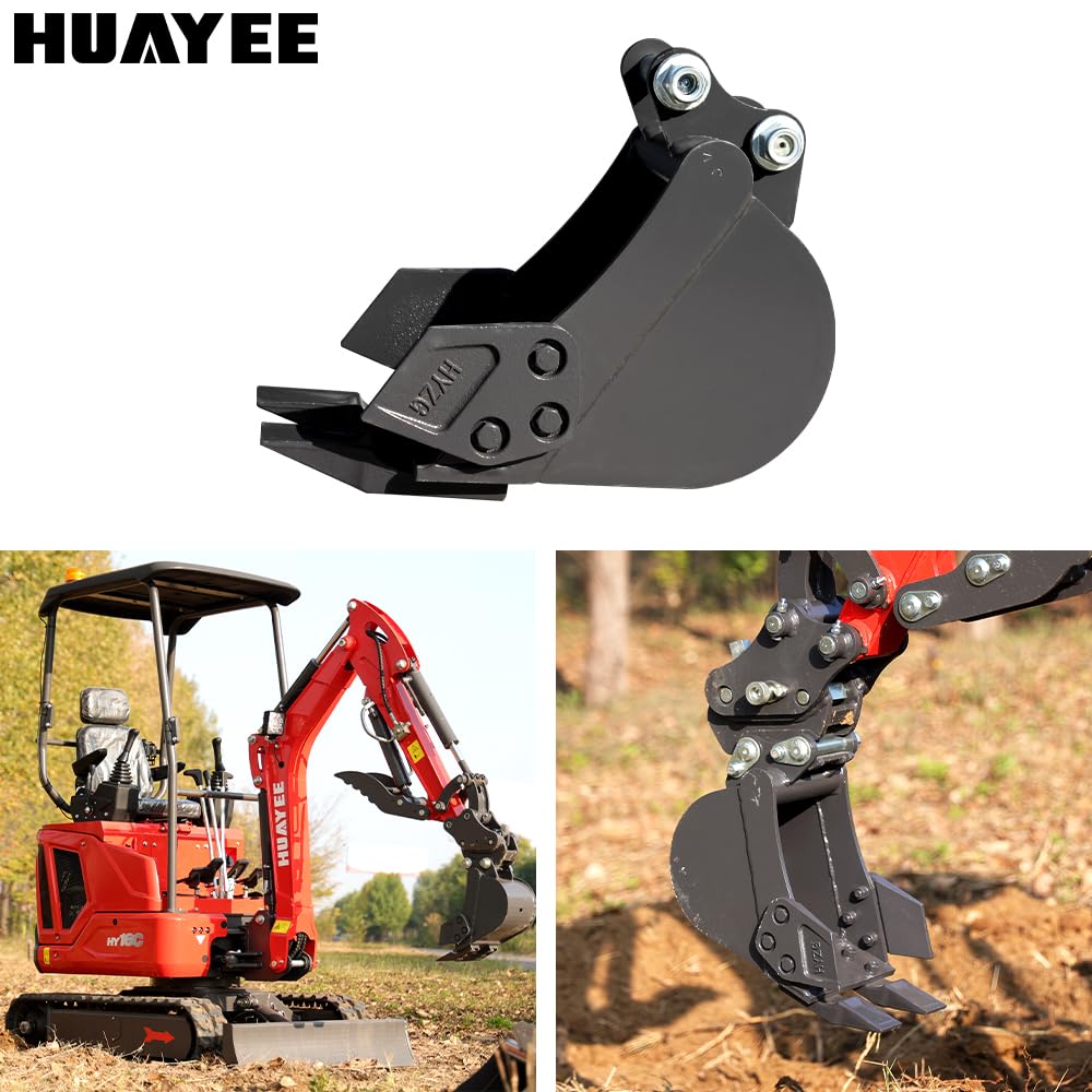HUAYEE 200mm Narrow - Tooth Bucket Attachment for Mini Excavators - Ideal for Ditching, Small Excavation Projects - USA Stock