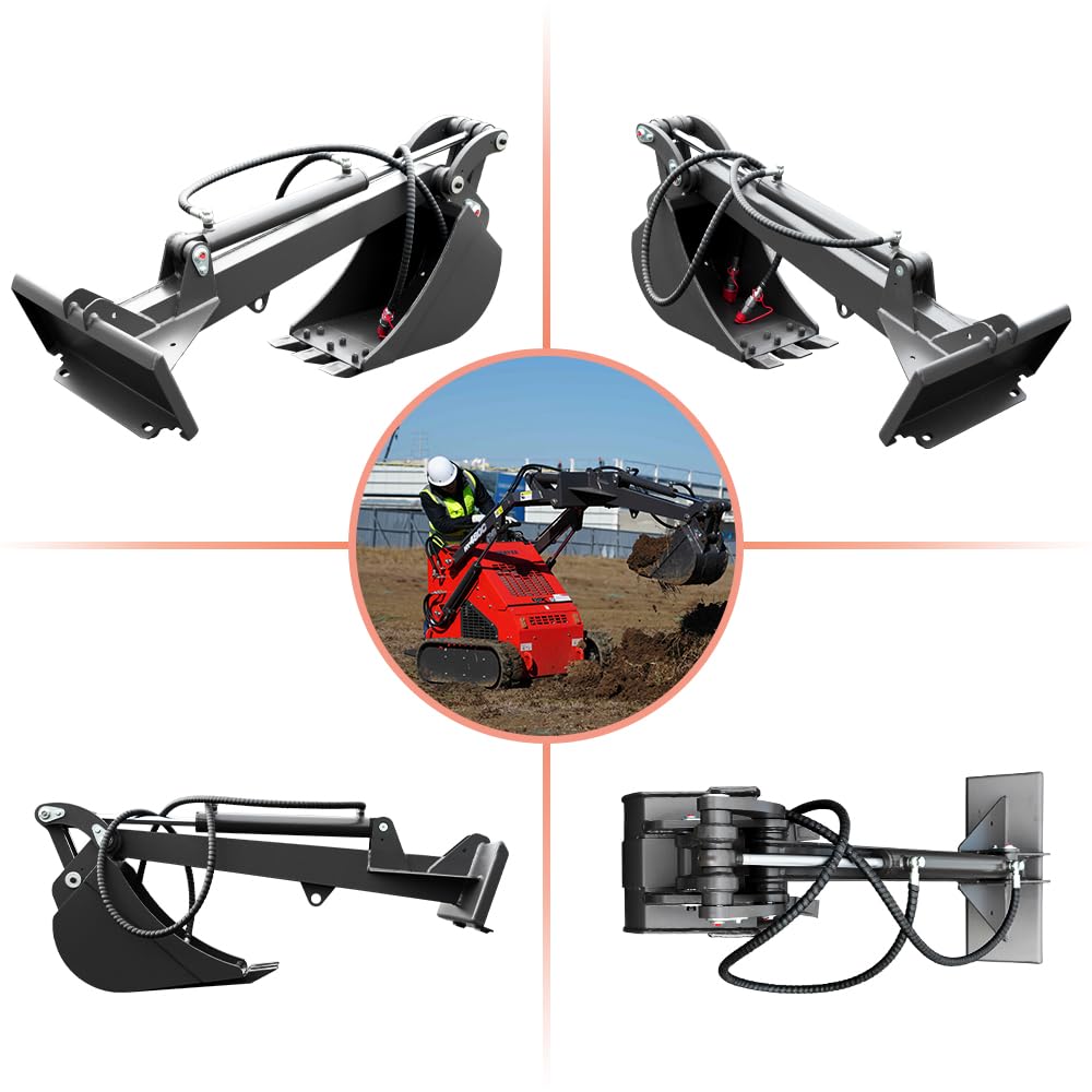 HUAYEE Mini Skid Steer Loader Backhoe Arm with Bucket - Heavy Duty Digging Attachment USA Stock