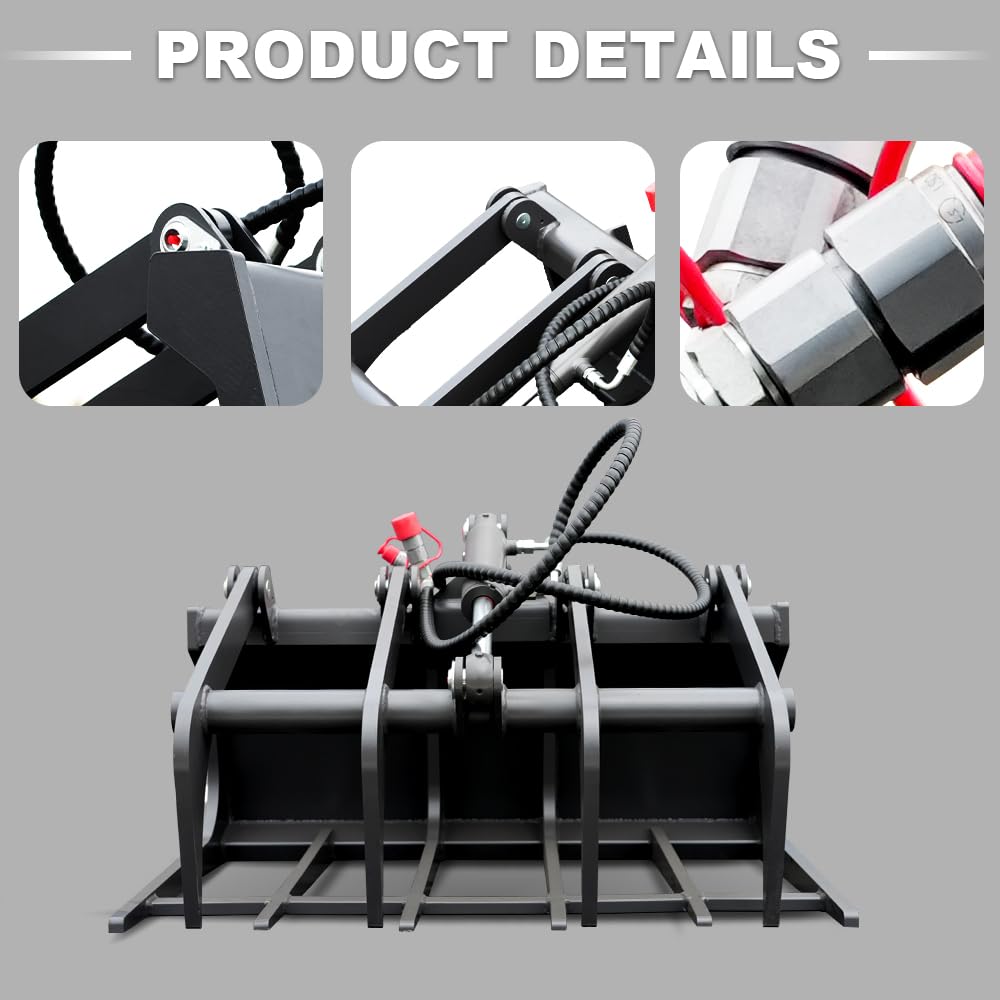 HUAYEE Log Grapple Attachment for Skid - Steer Loaders - Ideal for Wood Handling, Landscaping & Farm Work - USA Stock