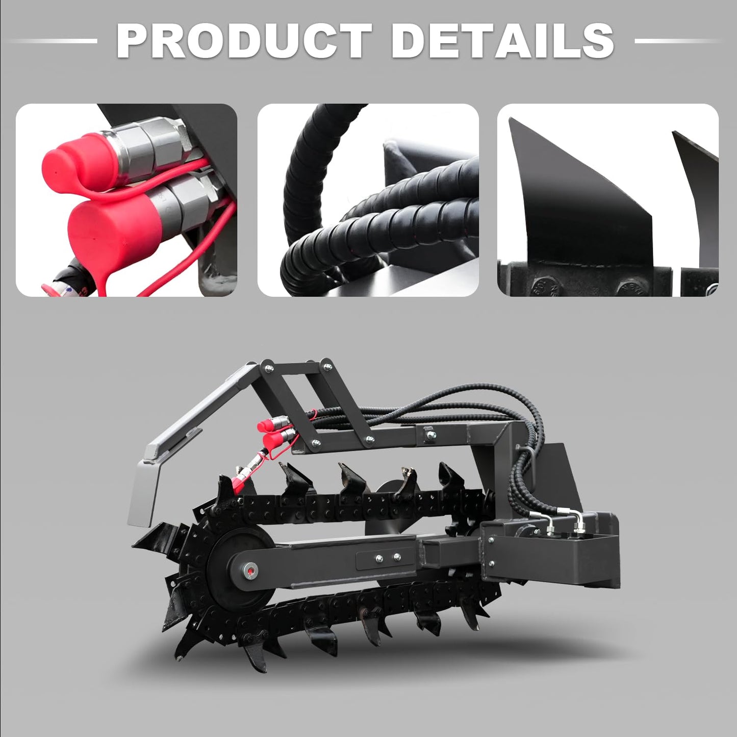 HUAYEE Trencher Attachment for Skid - Steer Loaders - Ideal for Pipeline Laying, Cable Installation & Landscaping - USA Stock