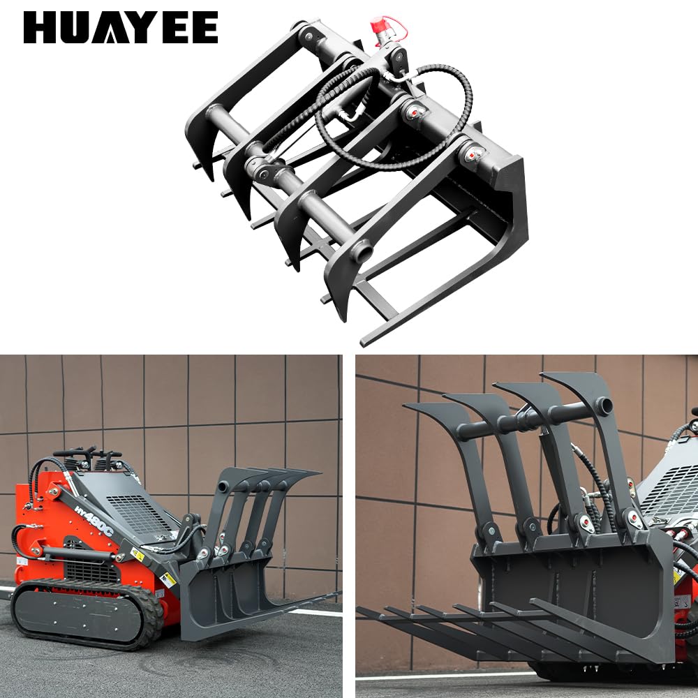 HUAYEE Log Grapple Attachment for Skid - Steer Loaders - Ideal for Wood Handling, Landscaping & Farm Work - USA Stock
