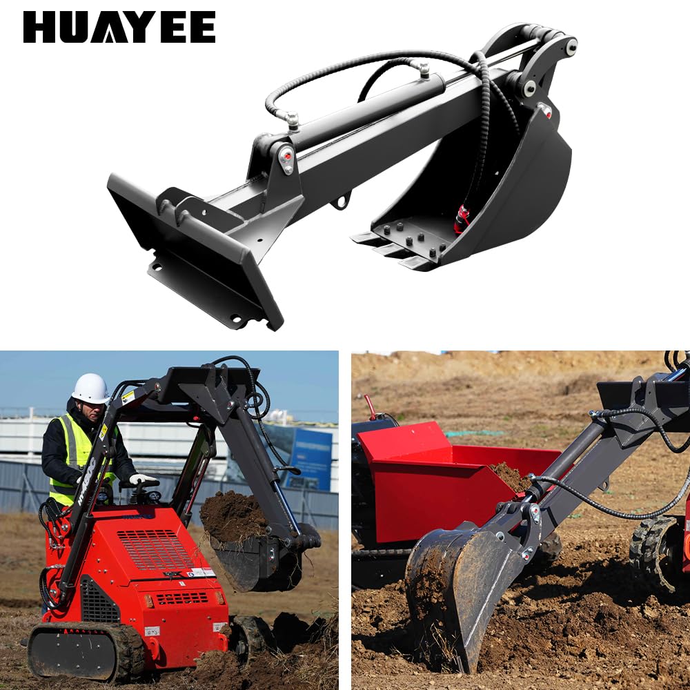 HUAYEE Mini Skid Steer Loader Backhoe Arm with Bucket - Heavy Duty Digging Attachment USA Stock