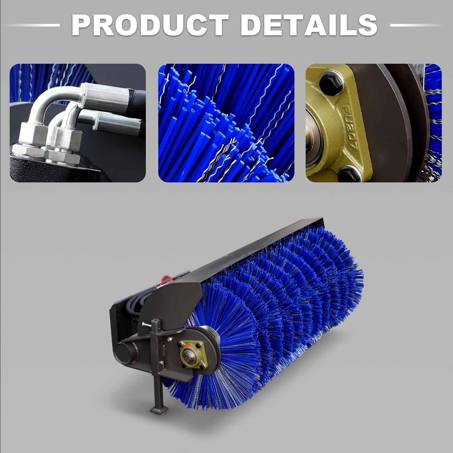 HUAYEE Mini Skid Steer Loader Sweeper - Rotary Brush Cleaner Attachment USA Stock