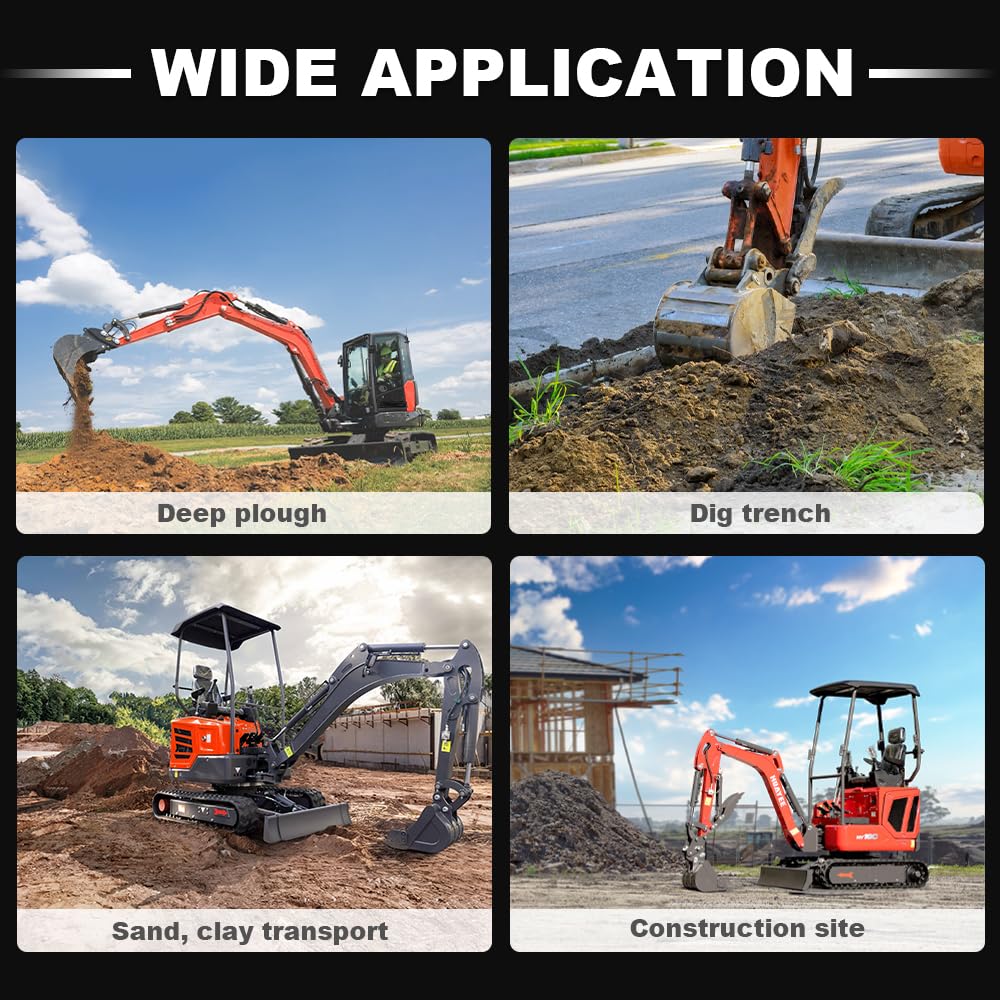 HUAYEE 200mm Narrow - Tooth Bucket Attachment for Mini Excavators - Ideal for Ditching, Small Excavation Projects - USA Stock