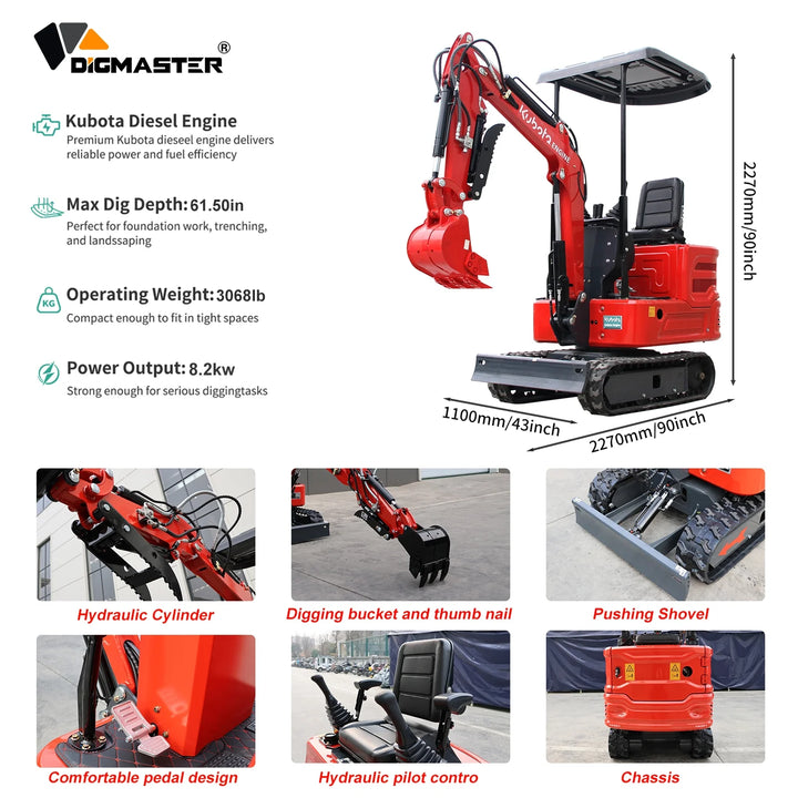 DIGMASTER DS2000 Pro Mini Excavator 1.2 Ton (Build it Yourself)
