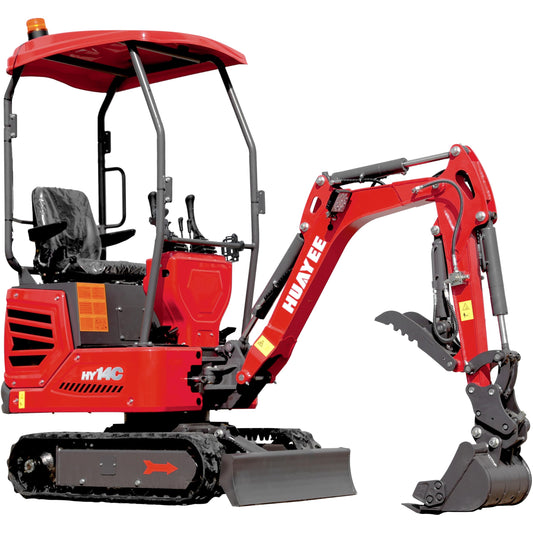 HY14C 1.4 Ton Mini Excavator w/Side Swing Boom, Semi-Auto Quick Coupler & Hydraulic Thumb for Tight Space Construction, Landscaping, Farming 13.5HP B&S Engine, Includes delivery & unloading services