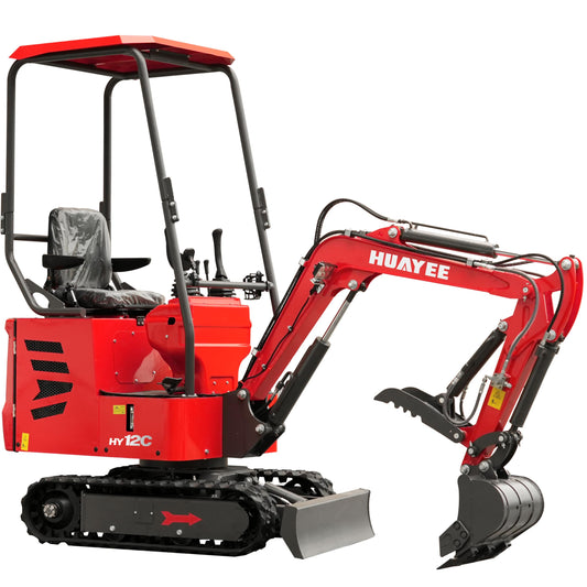 HY12C 1.2 Ton Mini Excavator with Hydraulic Thumb, 13.5HP Gasoline Engine EPA Certified, Compact Tracked Digger for Material Handling, Trenching, Landscaping, Includes delivery & unloading services
