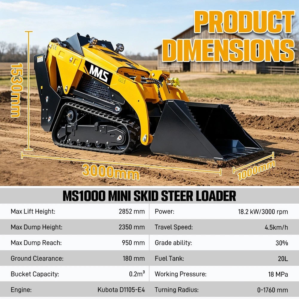 MMS MS1000 Mini Skid Steer Loader V1000 FREE SHIPPING